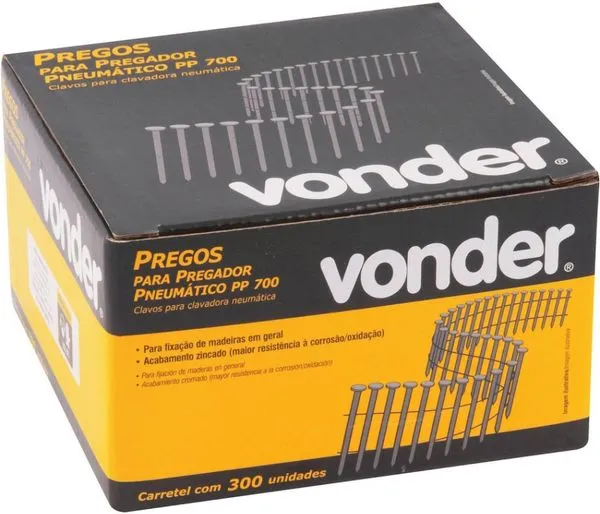 Prego Anelado Vonder 60mm PP700 Carretel Pacote com 300 Unidades