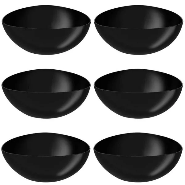 Kit 6 Saladeiras Triangulares Preta Tigelas de Plástico 3,5L Coza Essential Cozinha Saladas