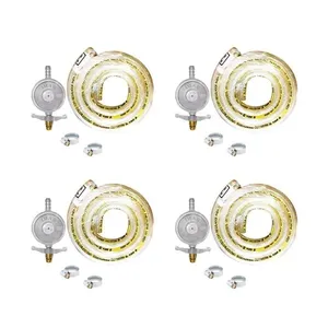 4 Kit Gás Bp 1kg Completo (válvula, Mangueira 1,25m E 2 Abraçadeiras) - Imar