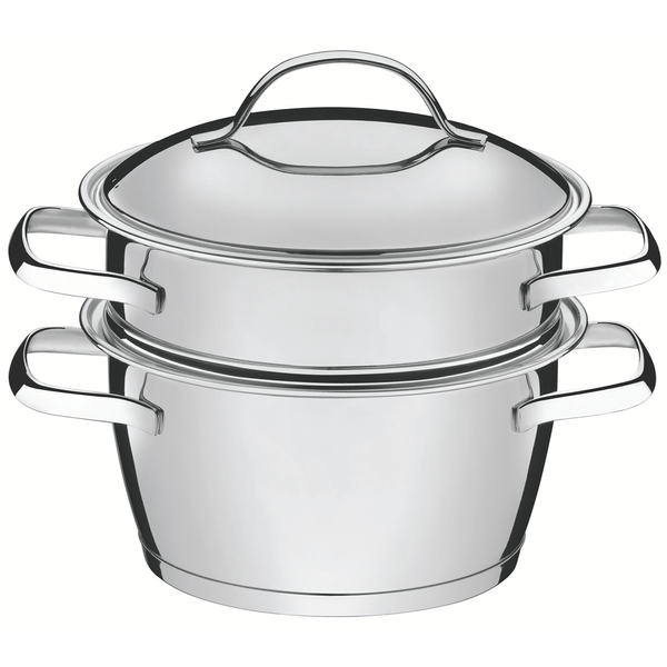 Cuscuzeira Allegra Tramontina, 2 Peças, Aço Inox, Com Alças e Tampa - 65650050