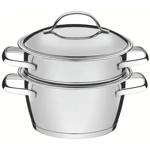 Cuscuzeira Allegra Tramontina, 2 Peças, Aço Inox, Com Alças e Tampa - 65650050