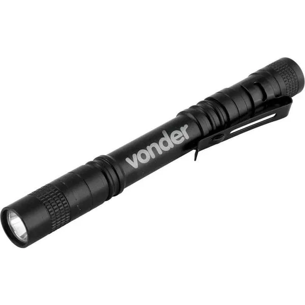 Lanterna Caneta LED UV Clip Metálico Inspeção de Cédulas Preta Vonder