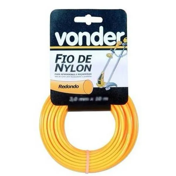 Fio de Nylon Redondo Para Roçadeira e Aparador de Grama Vonder Amarelo 1,6mm 15m