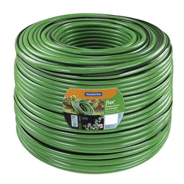 Mangueira Flex para Jardim Tramontina Verde com Faixa Preta em PVC 4 Camadas 200 m