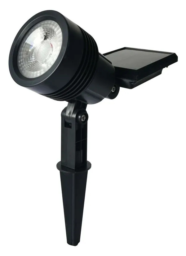 Espeto de Jardim Luminária Spot Solar 20Lm Luz Verde Abs Ecoforce 18544 Preto
