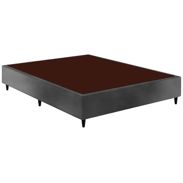 Cama Box Casal Sommier Linho Gray Madeira Tecido Cinza Ortobom