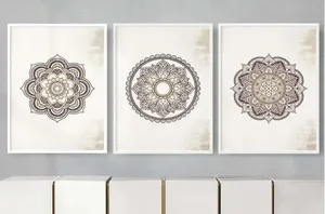 Quadro Decorativo Illuminato Floral Mandalas Kit com 3 Peças