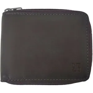Carteira com Zíper Masculina de Couro Marrom Porta Cartão Veneza Briolly Documentos