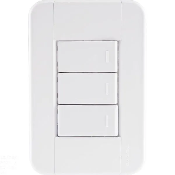 Conjunto 4x2 Com 3 Interruptores Simples 10 A 250 V Tramontina Tablet Branco Tramontina