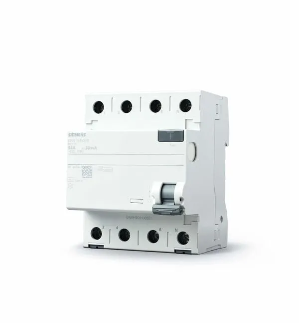 Dispositivo de Proteção Elétrica DR Siemens 3 Polos 1 Neutro 63A/30mA 5SV5 346-0MB Tipo AC