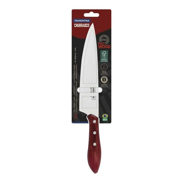 Faca Para Carne Tramontina Lâmina Em Aço Inox Vermelho 8" (MP)