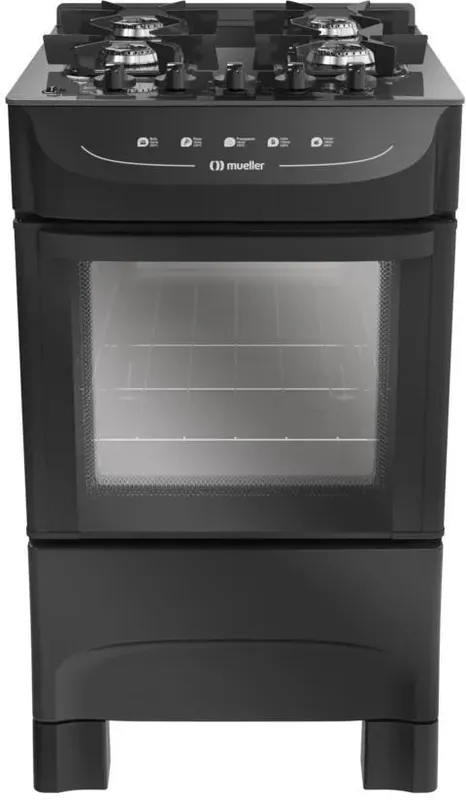 Fogão a Gás de Piso 4 Bocas Mueller MFV4BB com Acendimento Automático Preto Fosco Bivolt
