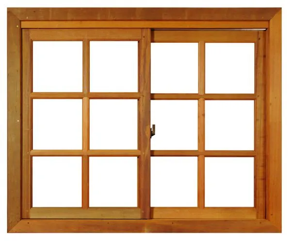 Janela de Madeira Angelim Sem Veneziana com 2 Folhas de Correr BH 119 120x120x13cm Vidro Quadriculado