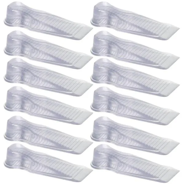Kit 12 Aparadores Travas de Portas 11x3,5x2cm Calço Chão Cinquetti PVC Transparente