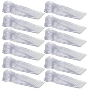 Kit 12 Aparadores Travas de Portas 11x3,5x2cm Calço Chão Cinquetti PVC Transparente