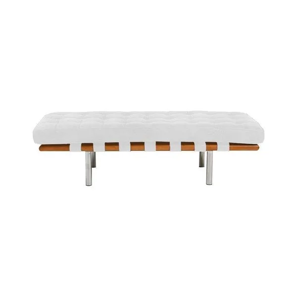 Banco Capri Barcelona 1,50m Couro Natural Branco