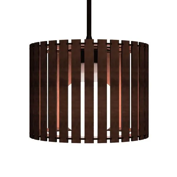 Luminária Pendente Tóquio Modelo Ripado Marrom