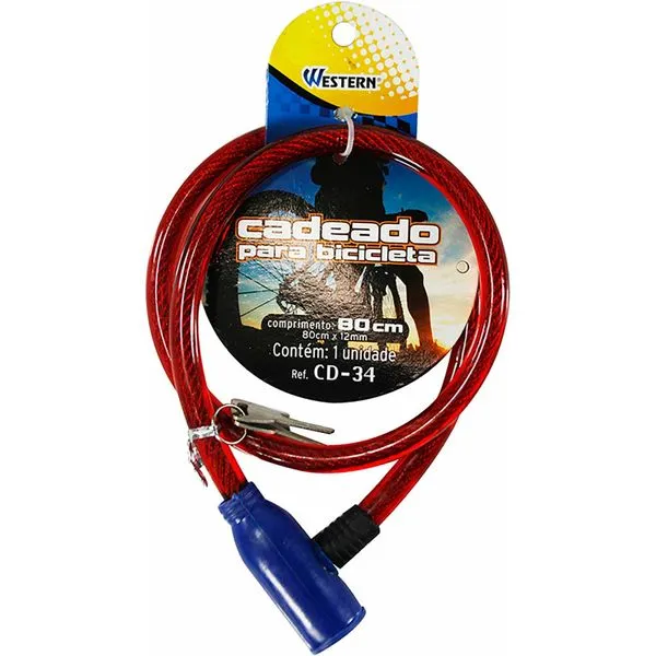 Cadeado Para BIcicleta Chave Western Cd-34 80cm