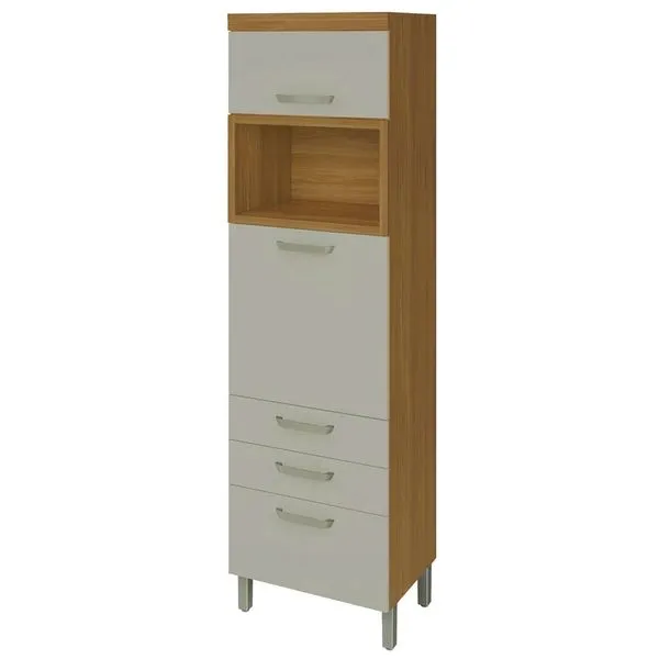 Paneleiro Nesher Princesa 2 Portas 3 Gavetas 64cm Freijó com Off White