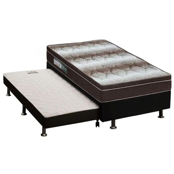 Cama Box Solteiro Ortopédico Light Euro Pillow Espuma D28 Preto Ortobom