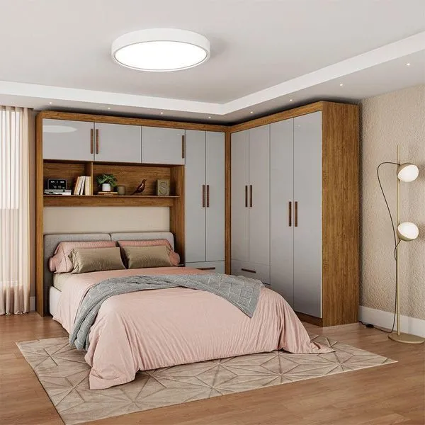 Guarda Roupa Casal Modulado 5 Portas Hercules 4 Portas 4 Gavetas Cinamomo com Off White