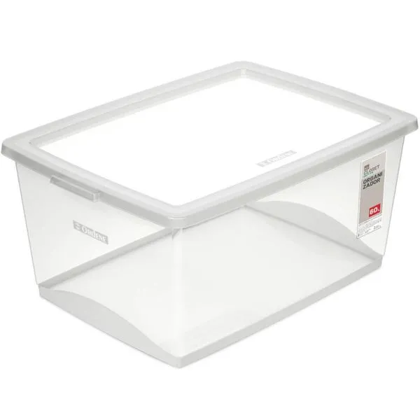 Kit 6 Caixas Organizadoras Plásticas 60L com Tampa My Closet Ordene Multiuso Transparente Retangular