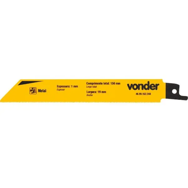 Lâmina de Serra Sabre 150mm 24 Dentes para Metal 2 Peças Vonder Lâmina de Serra Sabre 150mm 24 Dentes P/Poleg. P/Metal 2 PCS Vonder