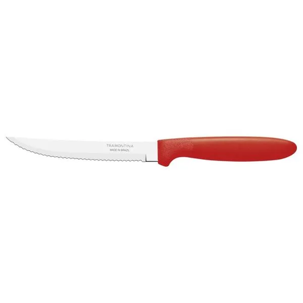 Kit 12 Faca Churrasco Tramontina Ipanema Inox Vermelho 5"