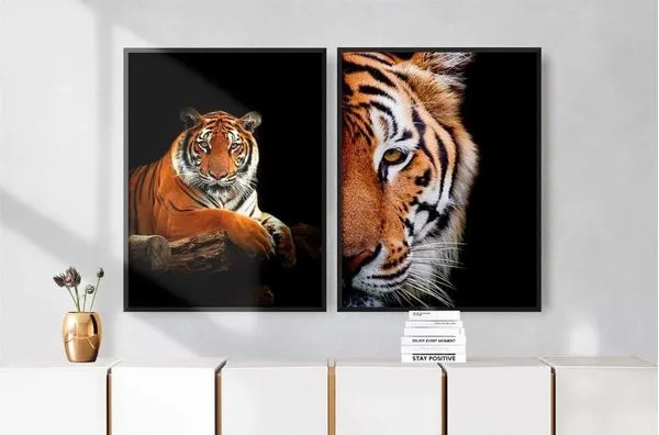 Quadro Decorativo Tigre 2 Illuminato Kit com 2 Unidades