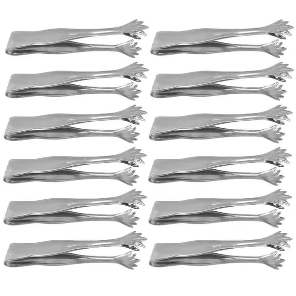 Kit 12 Pegadores de Carne 16cm Servir Churrascaria Aço Inox Pequeno Pinça Garra Buffet Restaurante