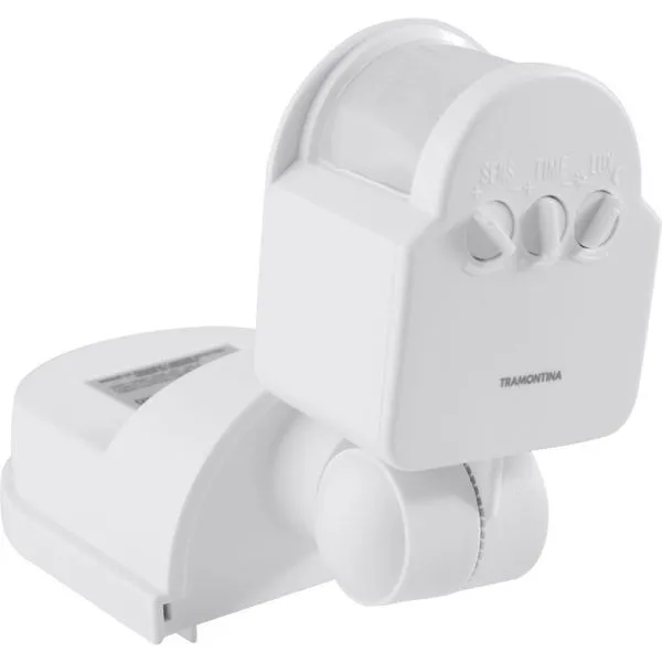 Sensor De Presença 360° Articulado Para área Semi Aberta Tramontina Bivolt Com Fotocélula Branco