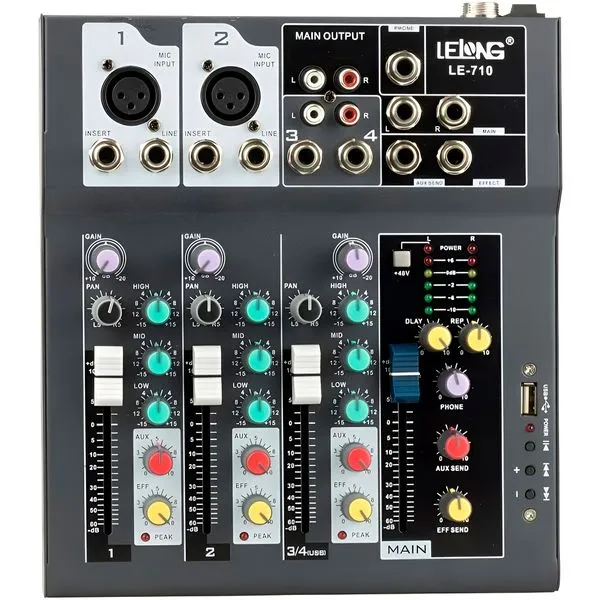 Mesa de Som Digital Mixer USB 4 Canais Bluetooth MP3