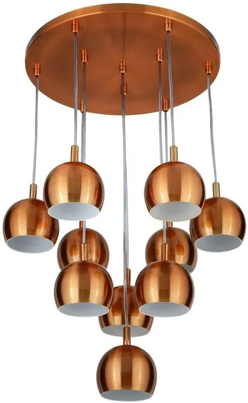 Pendente 10 Lâmpadas Contemporaneo Redondo Gu10 60W Alumínio Pantoja 4010 Cobre Bivolt