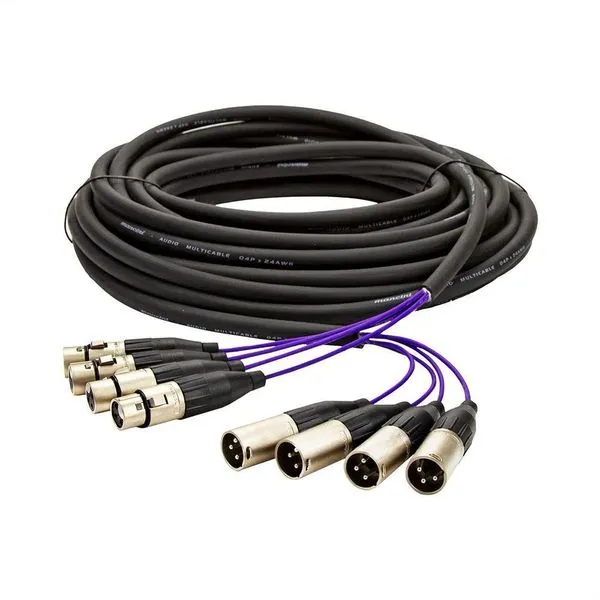Multicabos Com Conectores Xlr 4 Vias - Amphenol 10 Metros