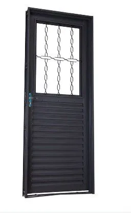 Porta de Ferro Machado Mista Grade Elo com Postigo 50542 85x215x6cm Esquerda