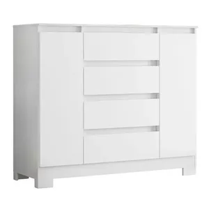Cômoda Sapateira 4 Gavetas 2 Portas Boston Flex Branco Flex