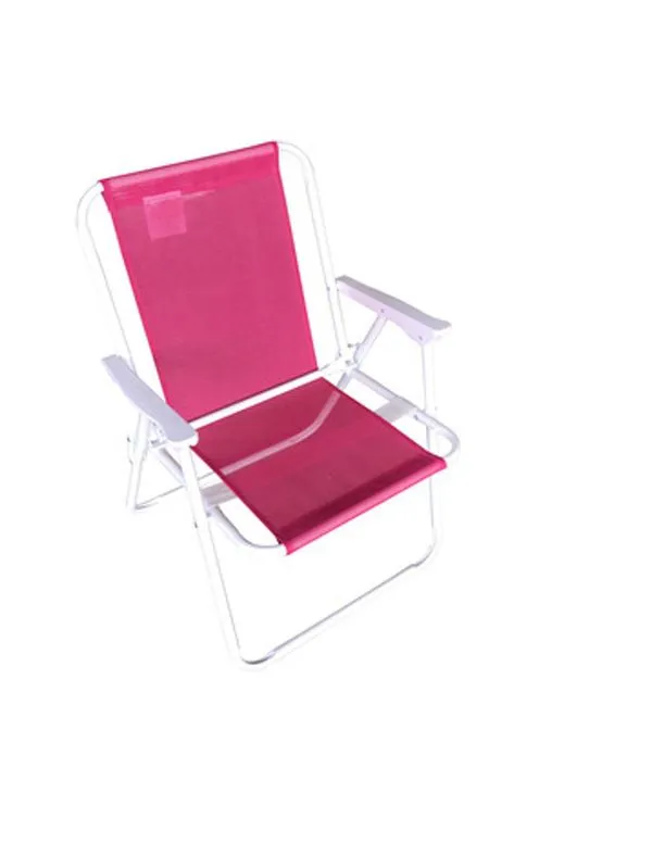 Cadeira de Praia Dobrável Alta Pintada Rosa Importada