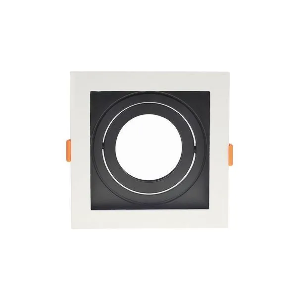 Spot De Embutir Recuado Nordecor Flea Para 1 Lâmpada Par 30 Quadrado Branco E Preto
