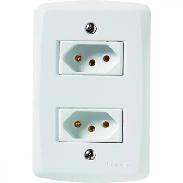 Conj 4x2 2 Tomadas 2p+t 10 A 250 V Tramontina Lux2 Branco