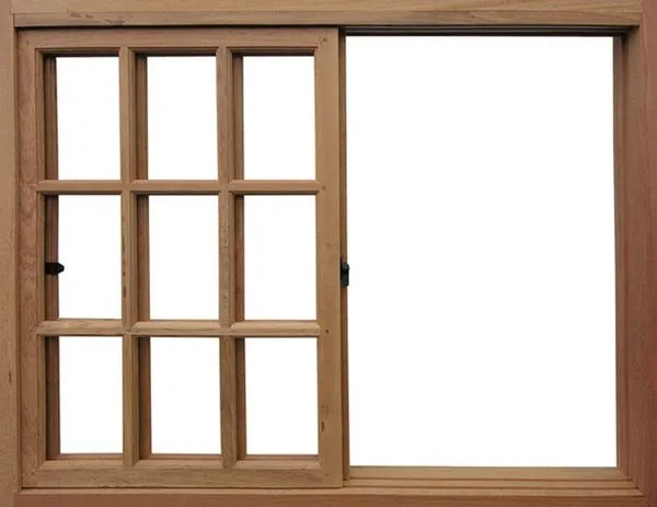 Janela de Madeira Angelim Sem Veneziana com 2 Folhas de Correr BH 119 140x120x13cm Vidro Quadriculado