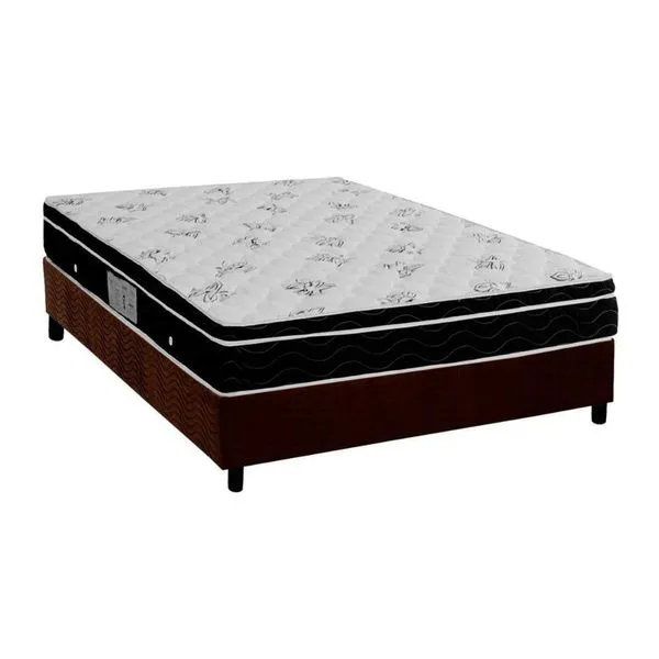 Cama Box Casal Nanolastic Physical Euro Pillow Ensacadas Marrom Ortobom