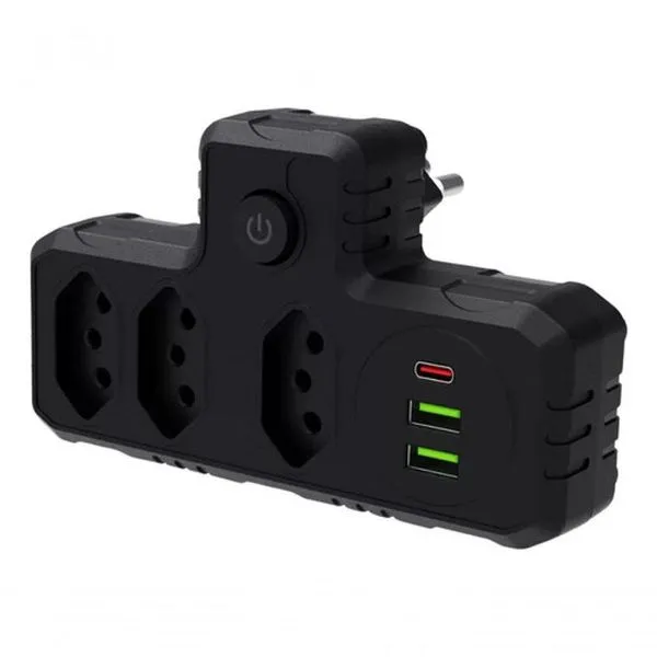 Benjamim Adaptador Universal Tomada Usb Tipo C Filtro Linha