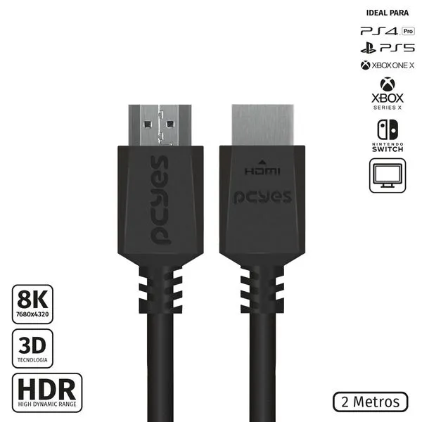 Cabo HDMI ULTRA 2.1 28AWG Puro Cobre 8K 60HZ 2 Metros - PHM8K-2