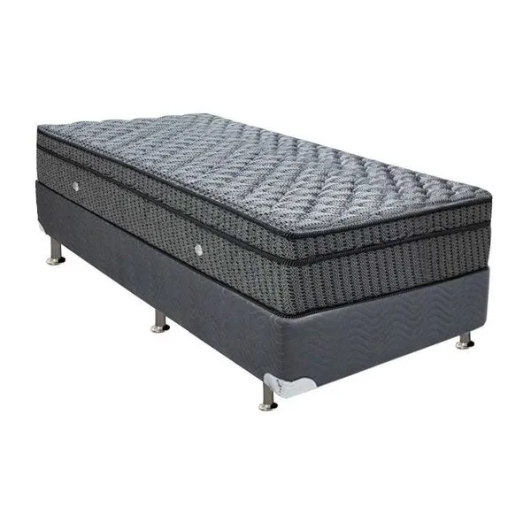 Kit Cama Box Solteiro Orthotel Luxo Molas Ensacadas Suede Cinza Ortobom