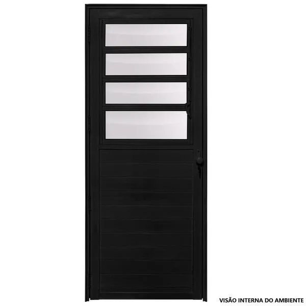 Porta de alumínio Basculante lambril max Preto "E" 210x80 Porta de alumínio Basculante lambril max Preto Esquerda 210x80