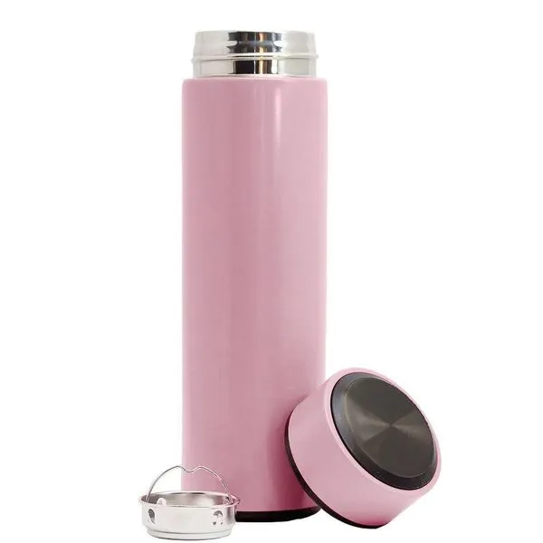 Garrafa Térmica Inox Portatil 500ml Tampa Sensor Temperatura Cor:rosa;tamanho:500ml;gênero:unissex
