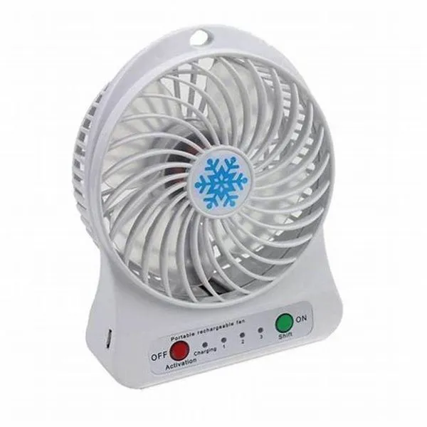 Mini Ventilador Portátil Bateria Recarregável Dobravel 3 Velocidades Branco