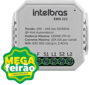Interruptor Intelbras 4850006 Controlador de Cargas Wi-Fi 2/2 EWS 222
