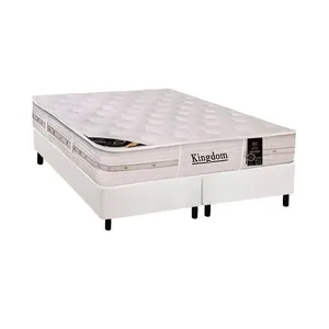 Kit Cama Box Colchão King Kingdom Molas Ensacadas Euro Pillow Branco