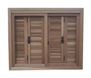 Janela de Madeira Cedrinho Rajado Pantográfica BG R13 120x100x12x2,2cm Vidro Liso